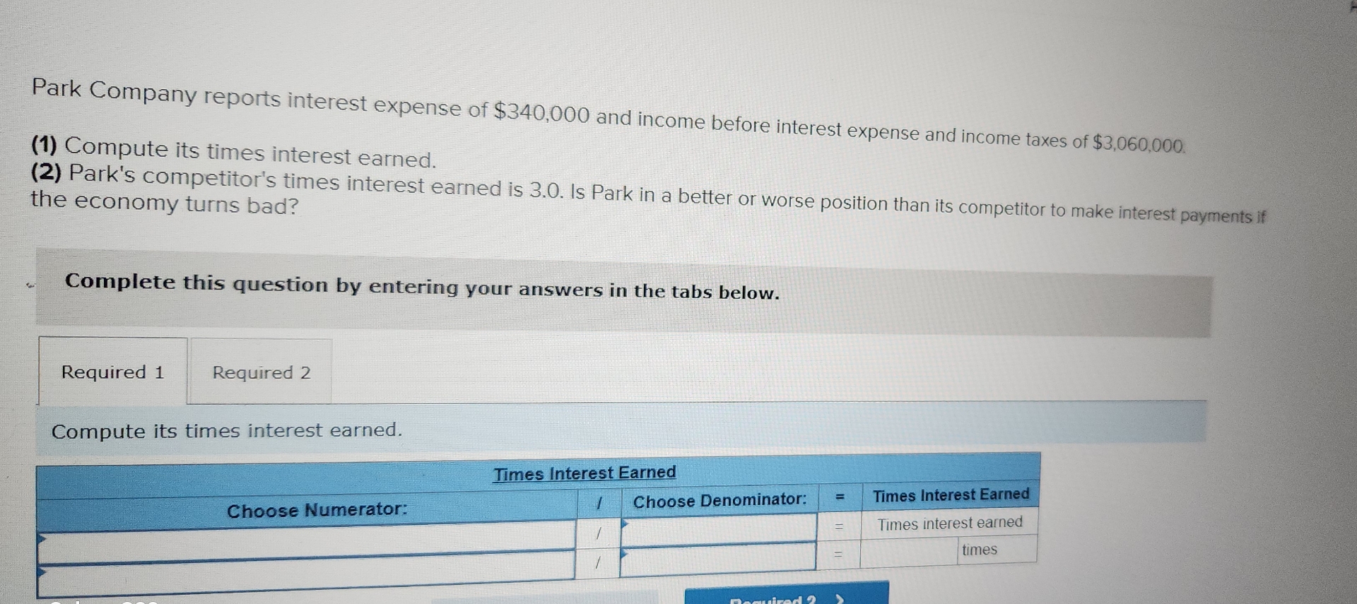 Park Company reports interest expense of $ 3 4 0