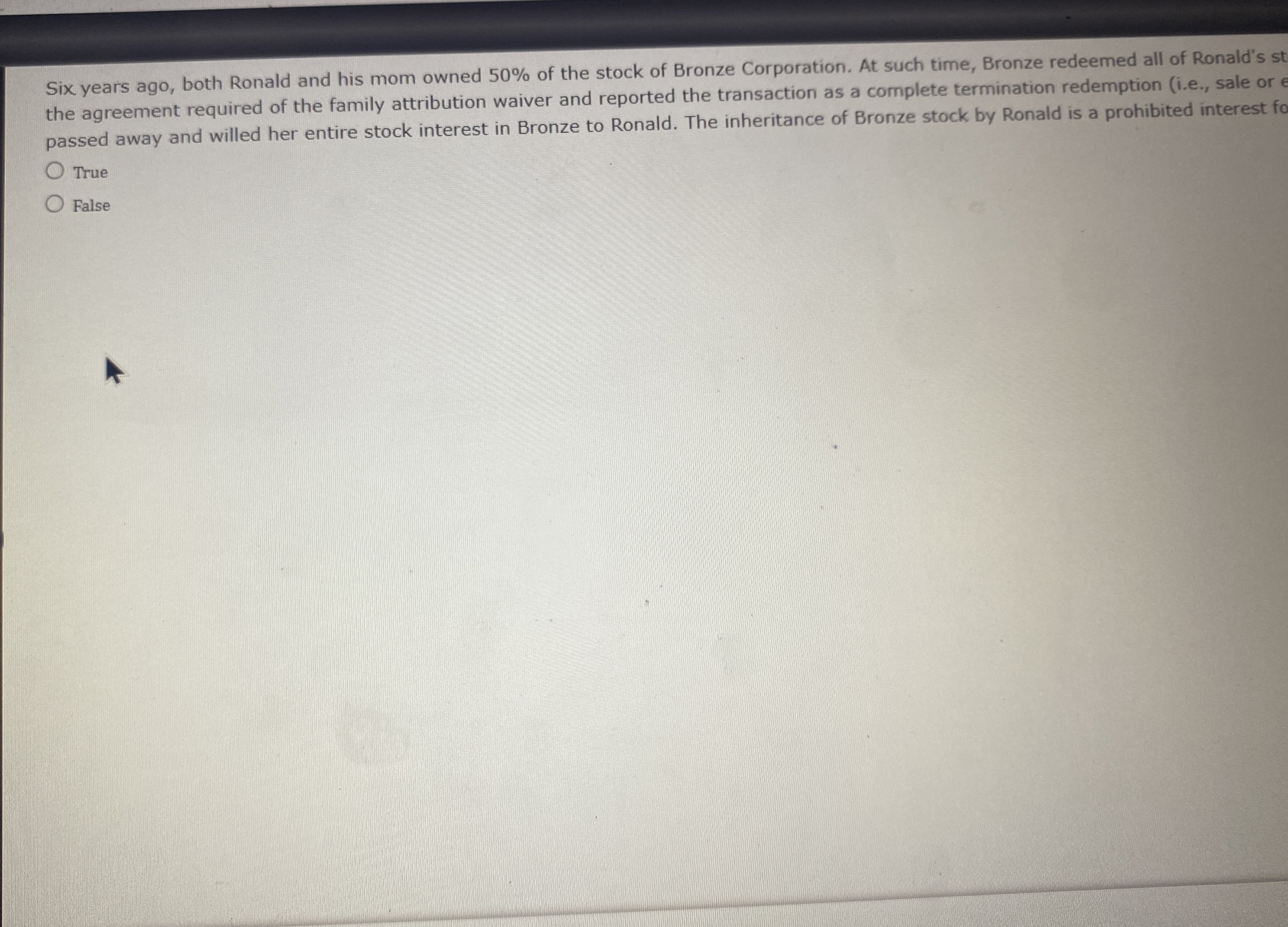 Six years ago, both Ronald and his mom owned 5 0