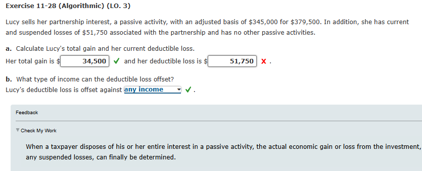 Feedback Check My Work When a taxpayer disposes