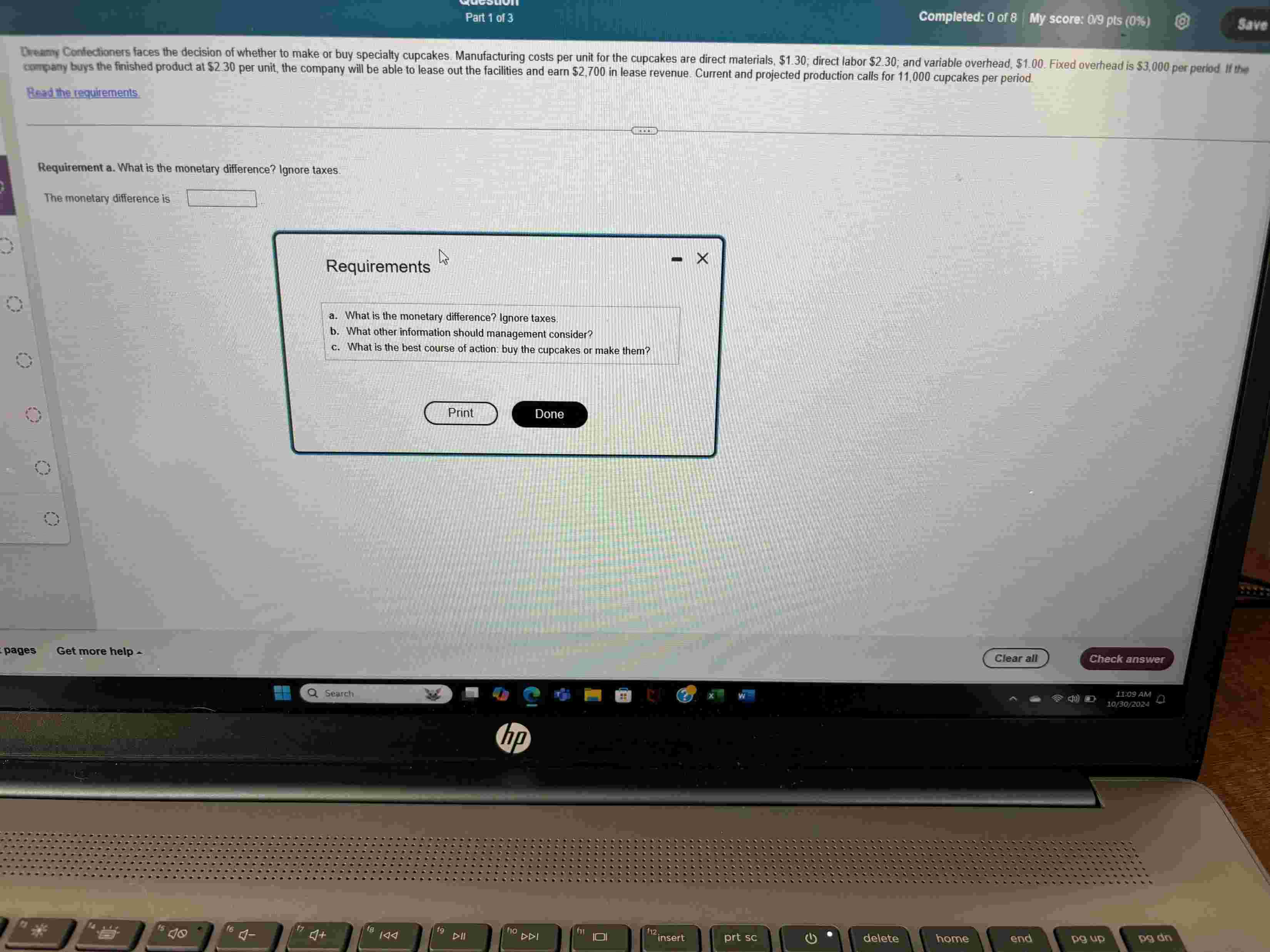 a . What is the monetary difference? Ignore