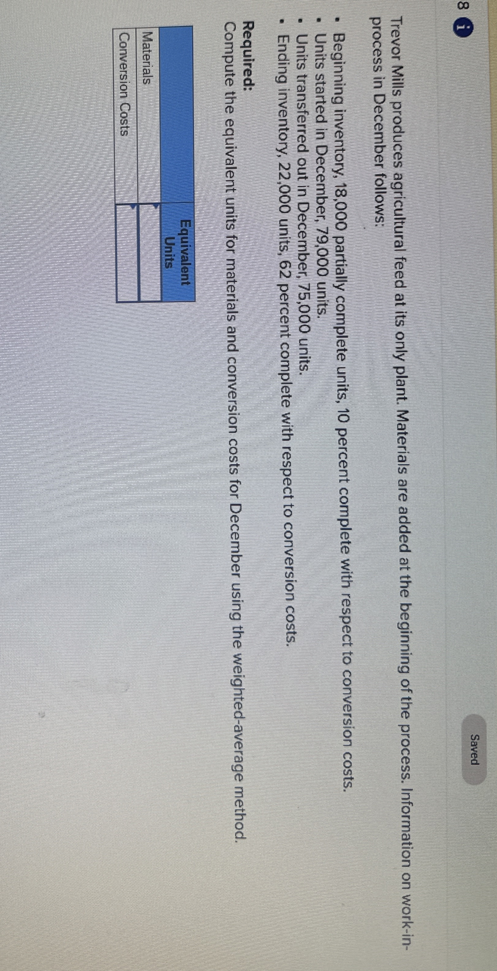 8 ( i Trevor Mills produces agricultural feed at