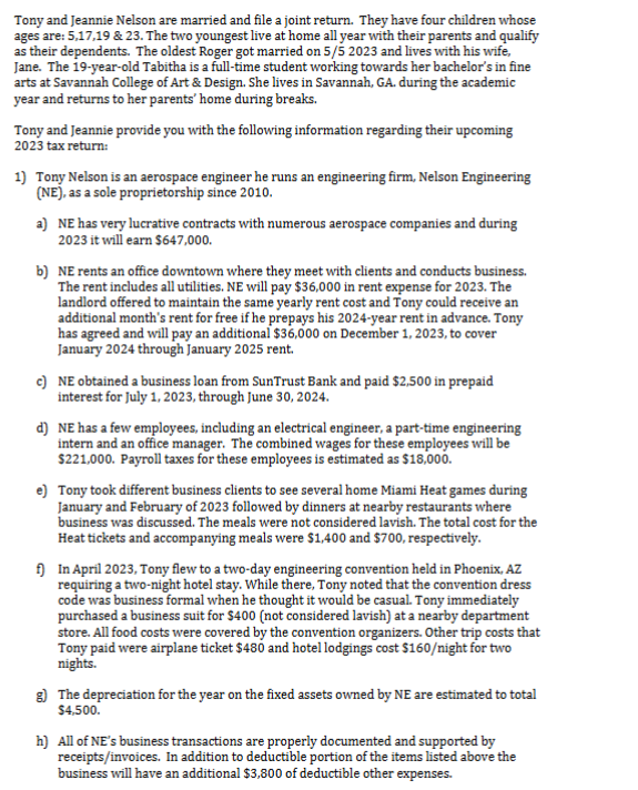 Tony and Jeannie Nelson are married and file a