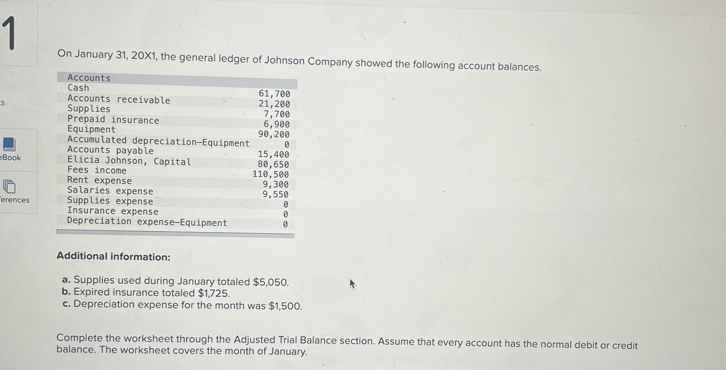 1 On January 3 1 , 2 0 X 1 , the general ledger