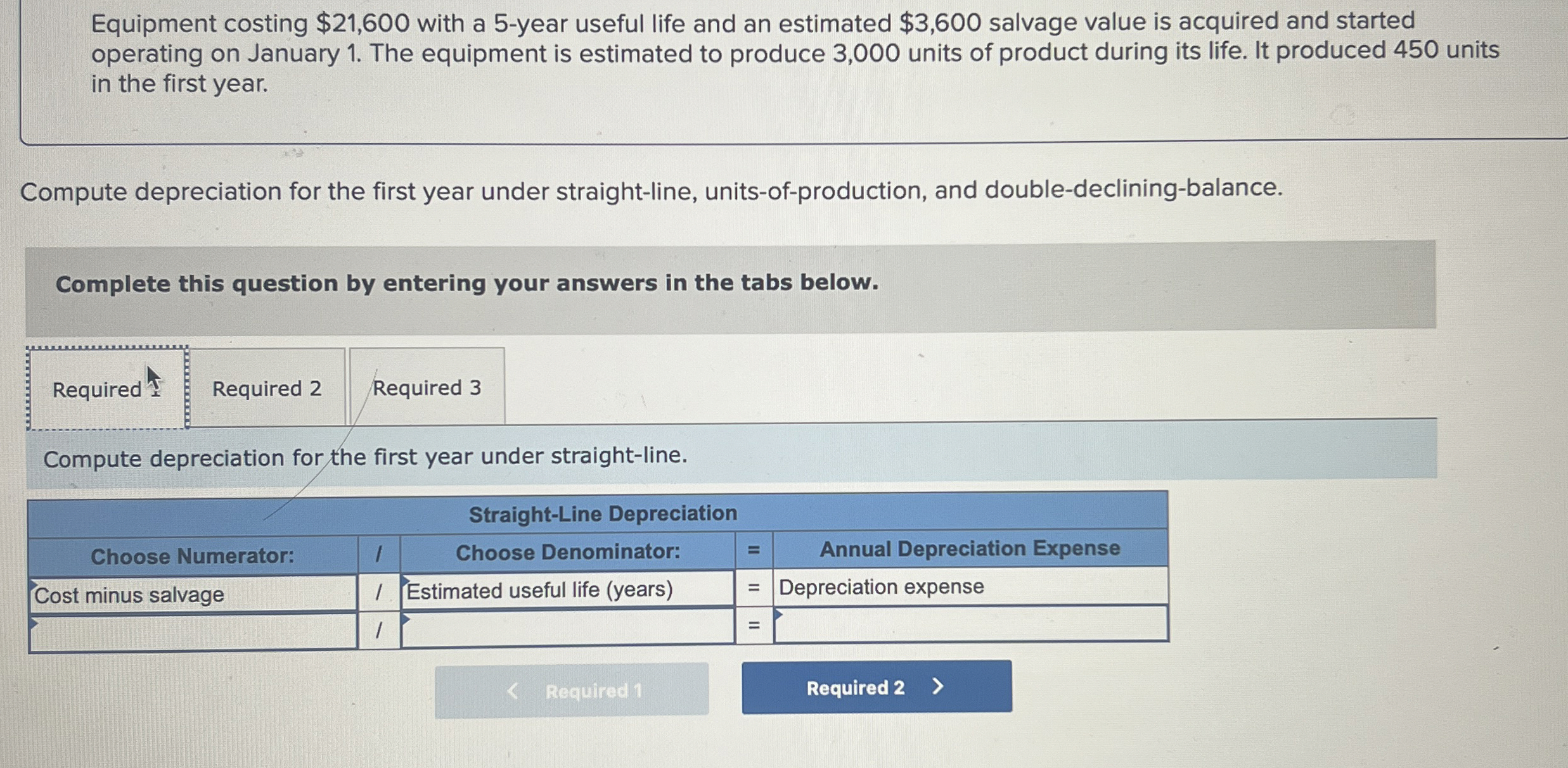 Equipment costing $ 2 1 , 6 0 0 with a 5 - year