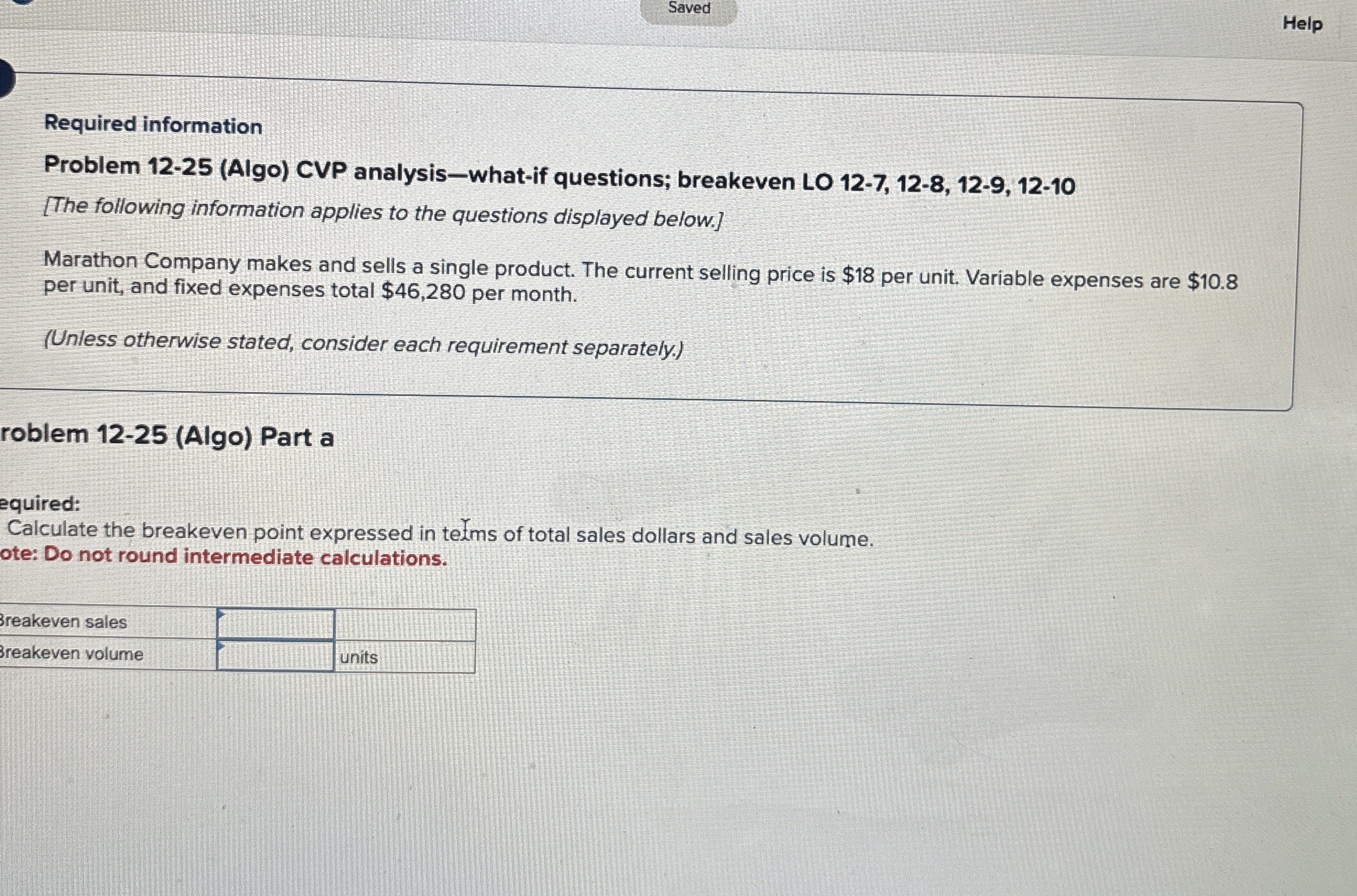 Saved Help Required information Problem 1 2 - 2 5