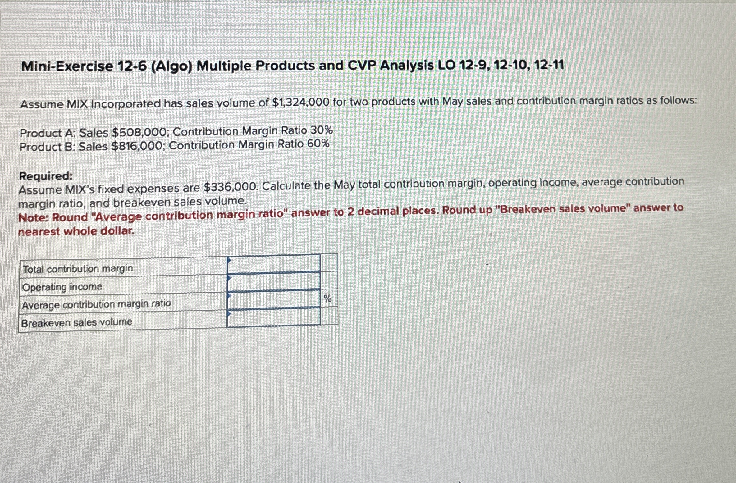 Mini - Exercise 1 2 - 6 ( Algo ) Multiple