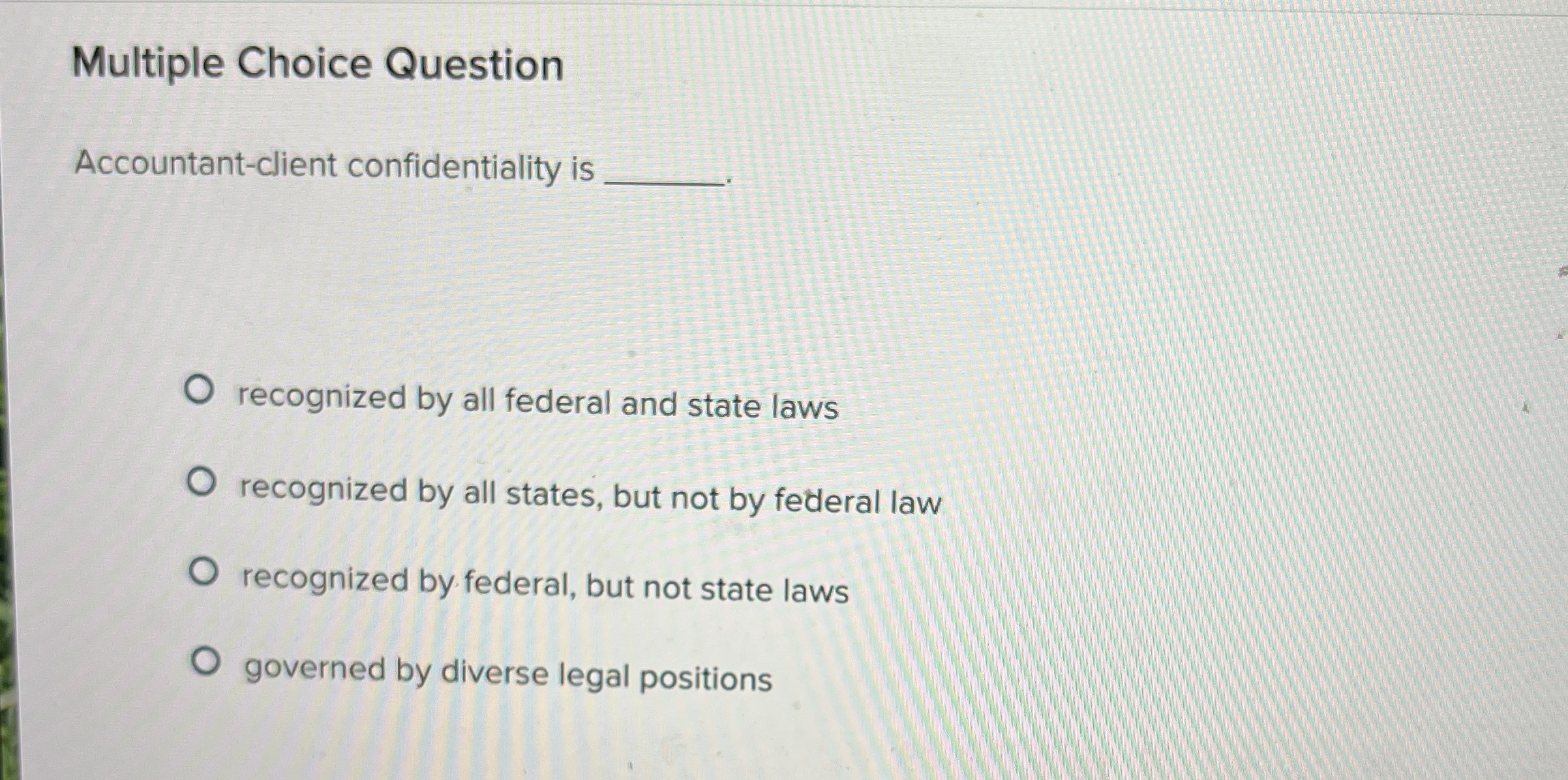 Multiple Choice Question Accountant - client