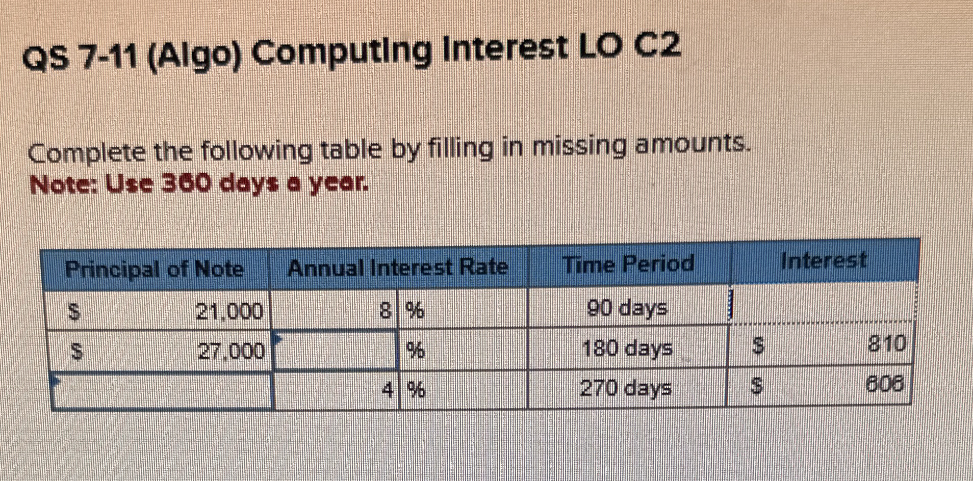 QS 7 - 1 1 ( Algo ) Computing Interest LO C 2