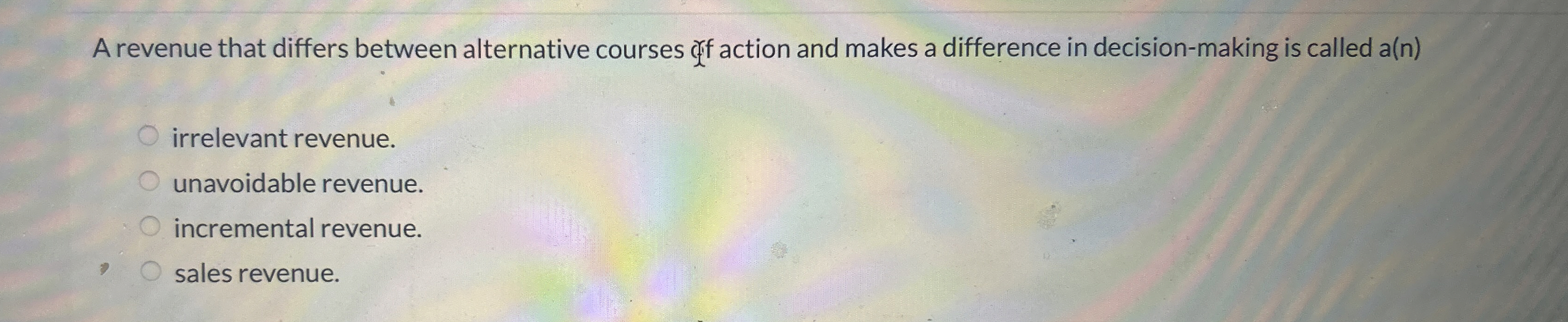 A revenue that differs between alternative