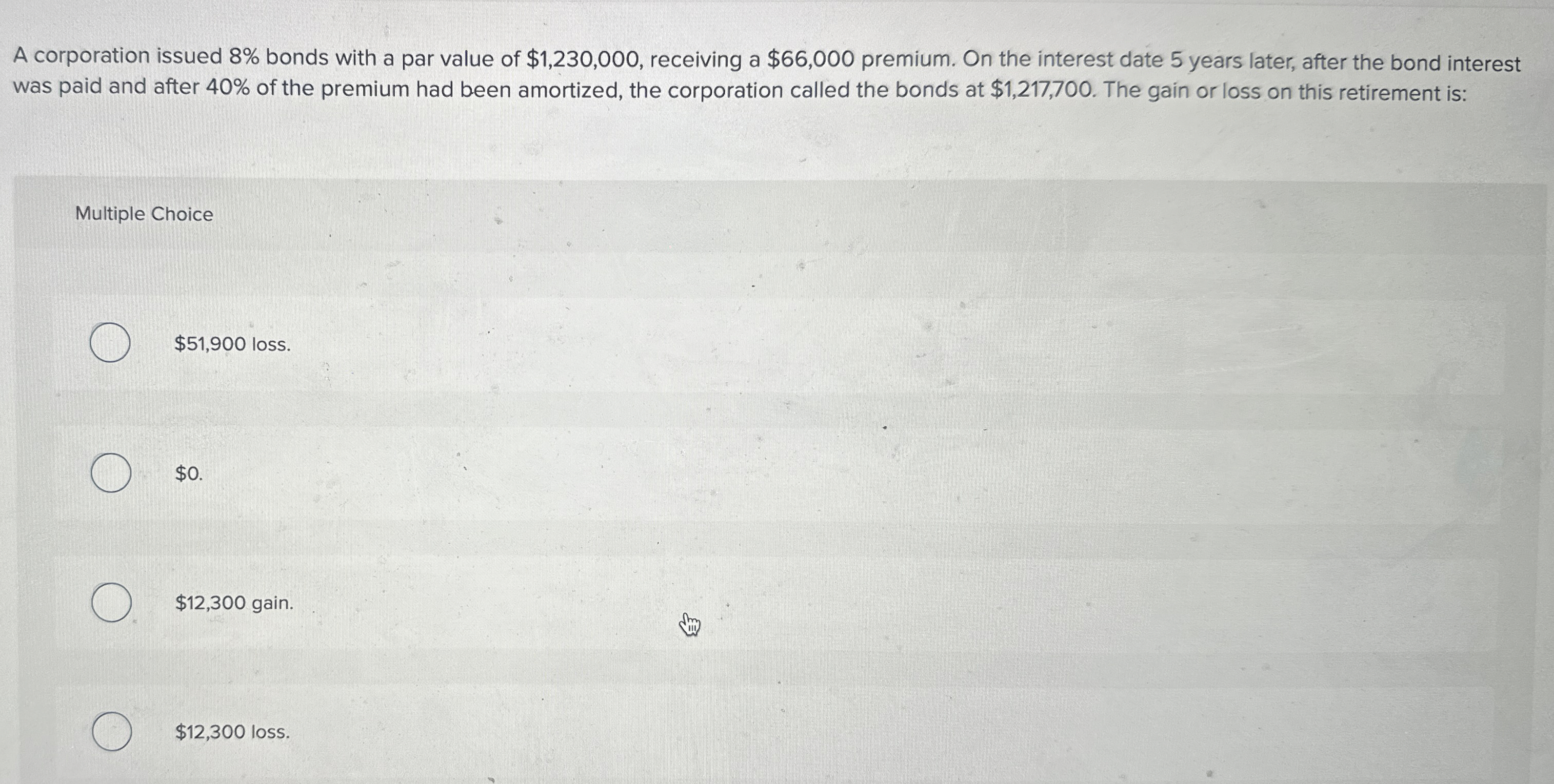 A corporation issued 8 % bonds with a par value