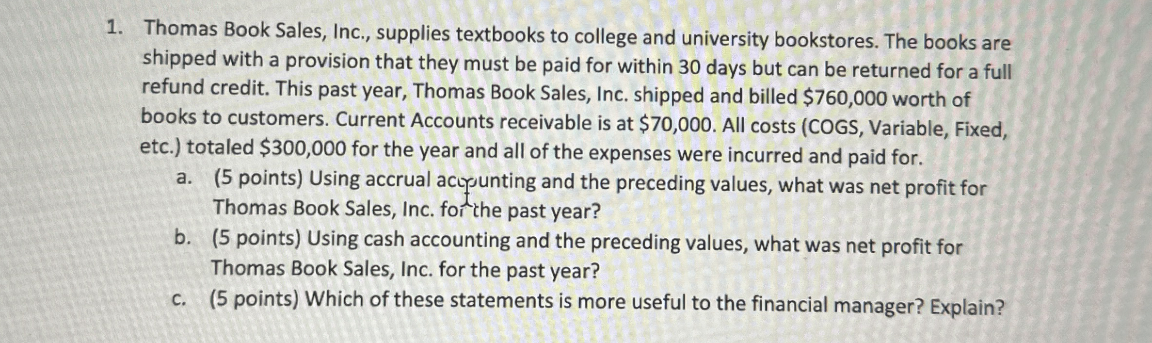 Thomas Book Sales, Inc., supplies textbooks to