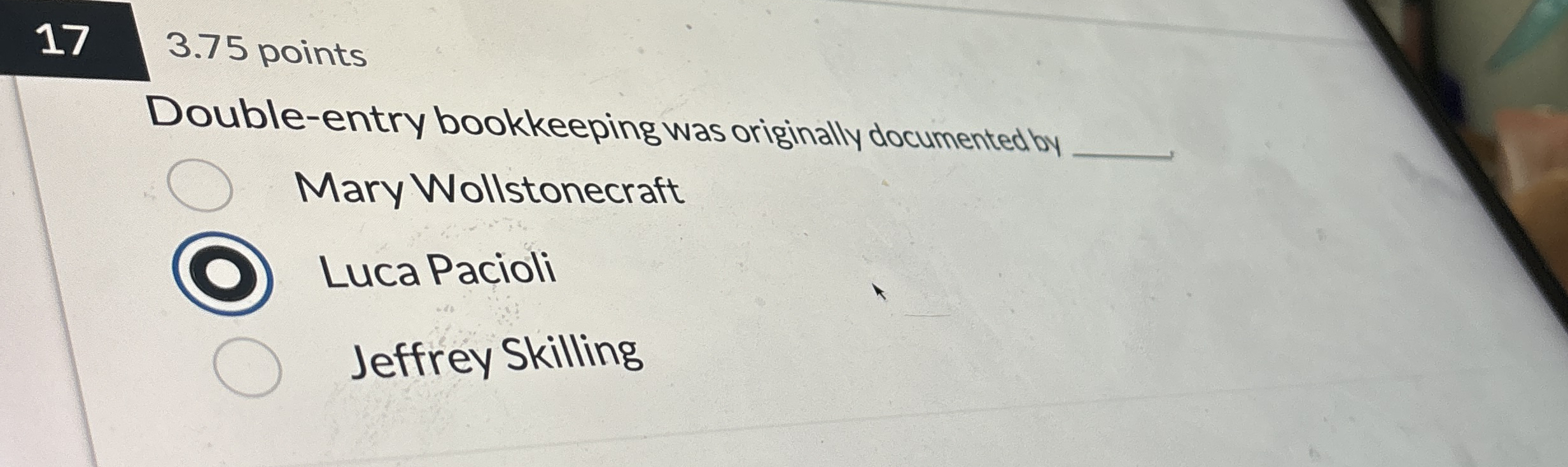 1 7 3 . 7 5 points Double - entry bookkeeping was