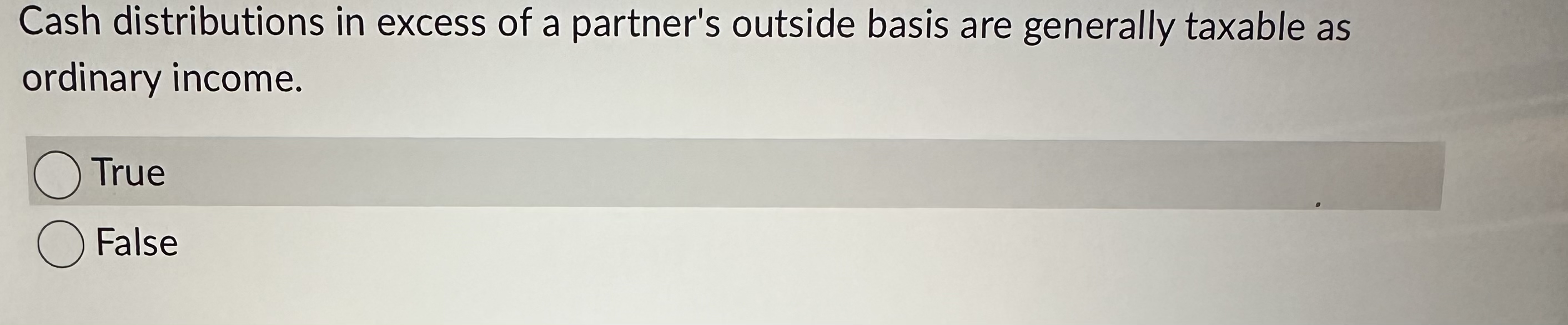 Cash distributions in excess of a partner's