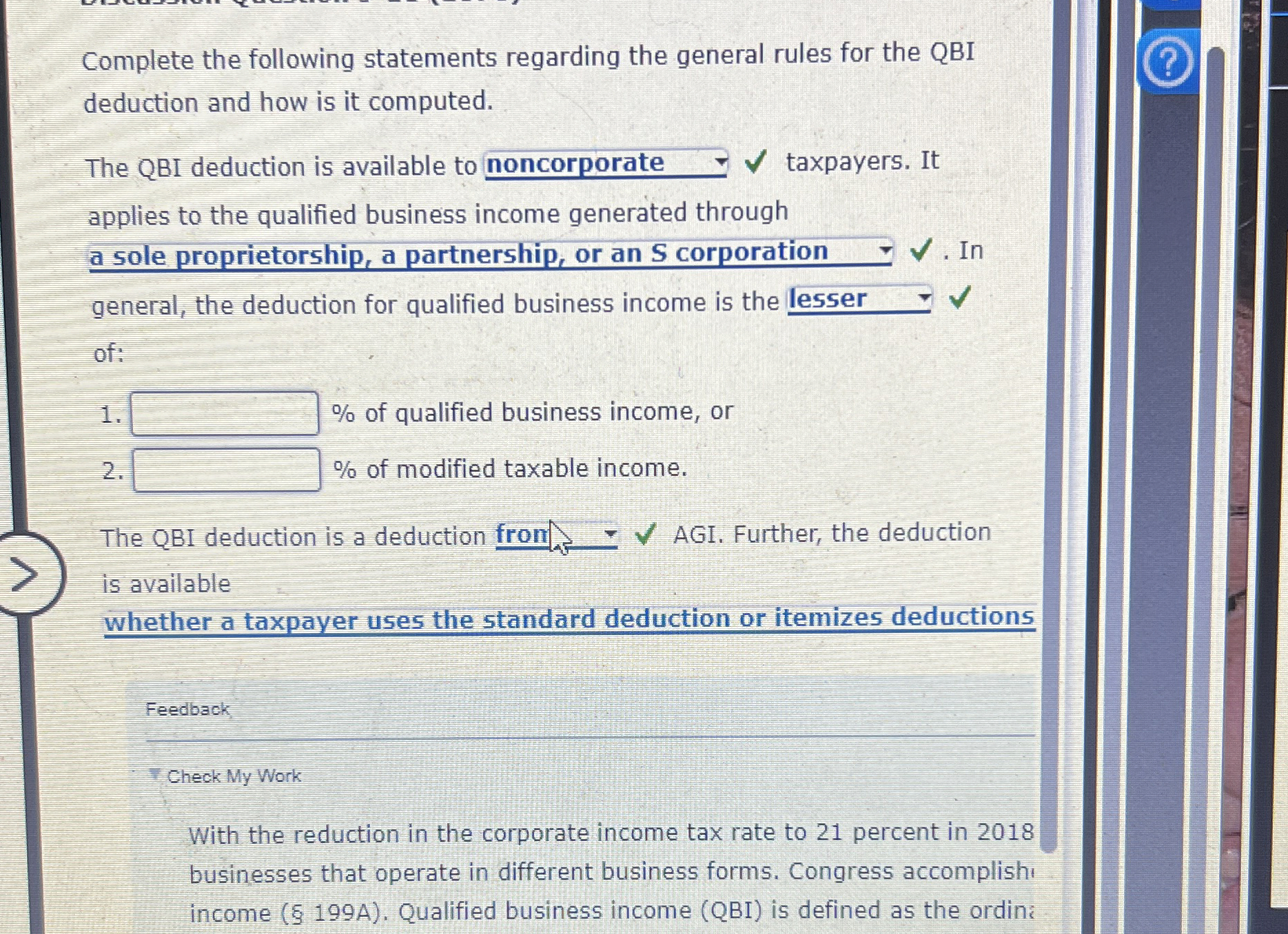 Complete the following statements regarding the