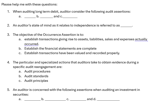 Please help me with these questions: 1 . When