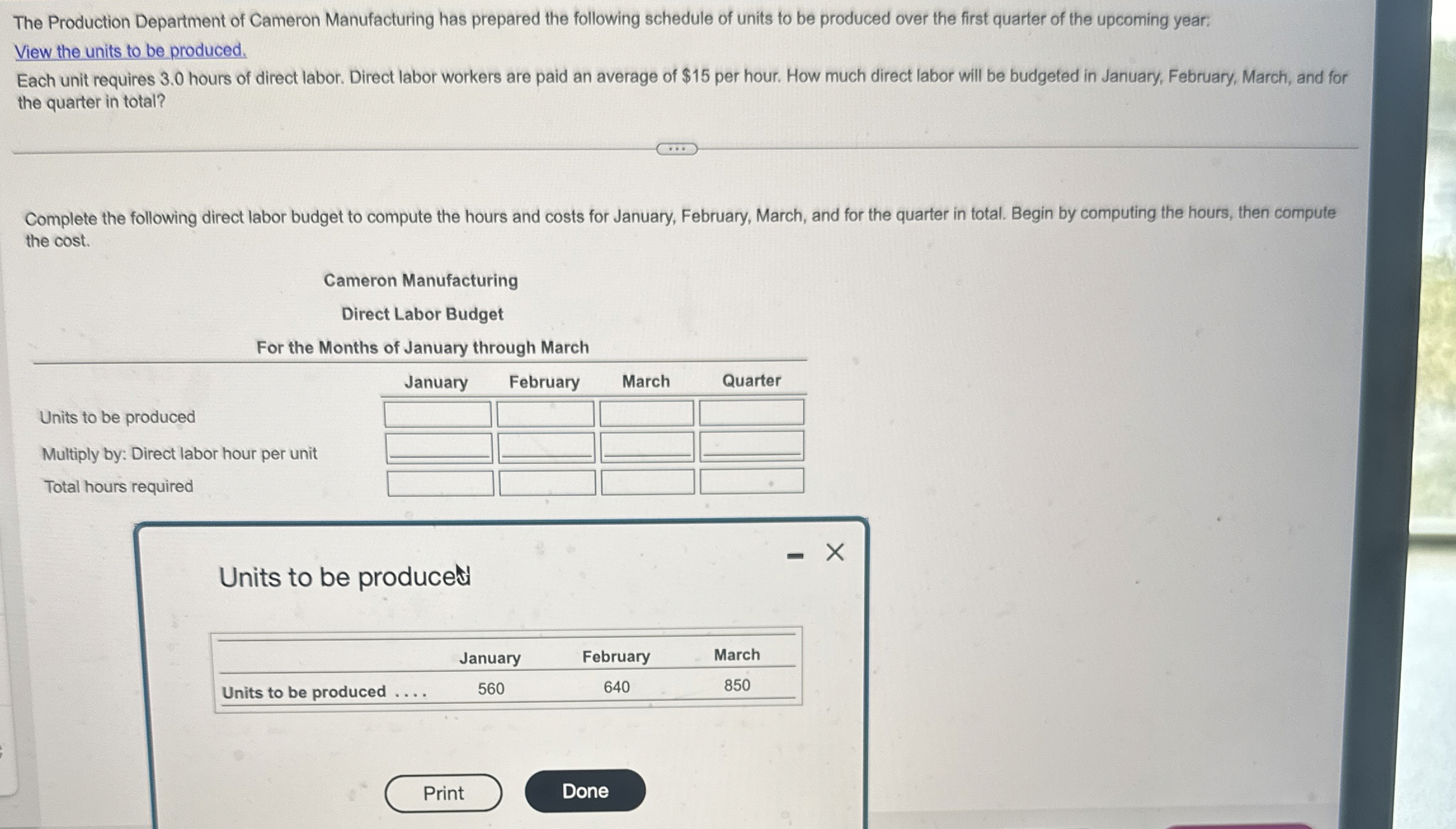 The Production Department of Cameron