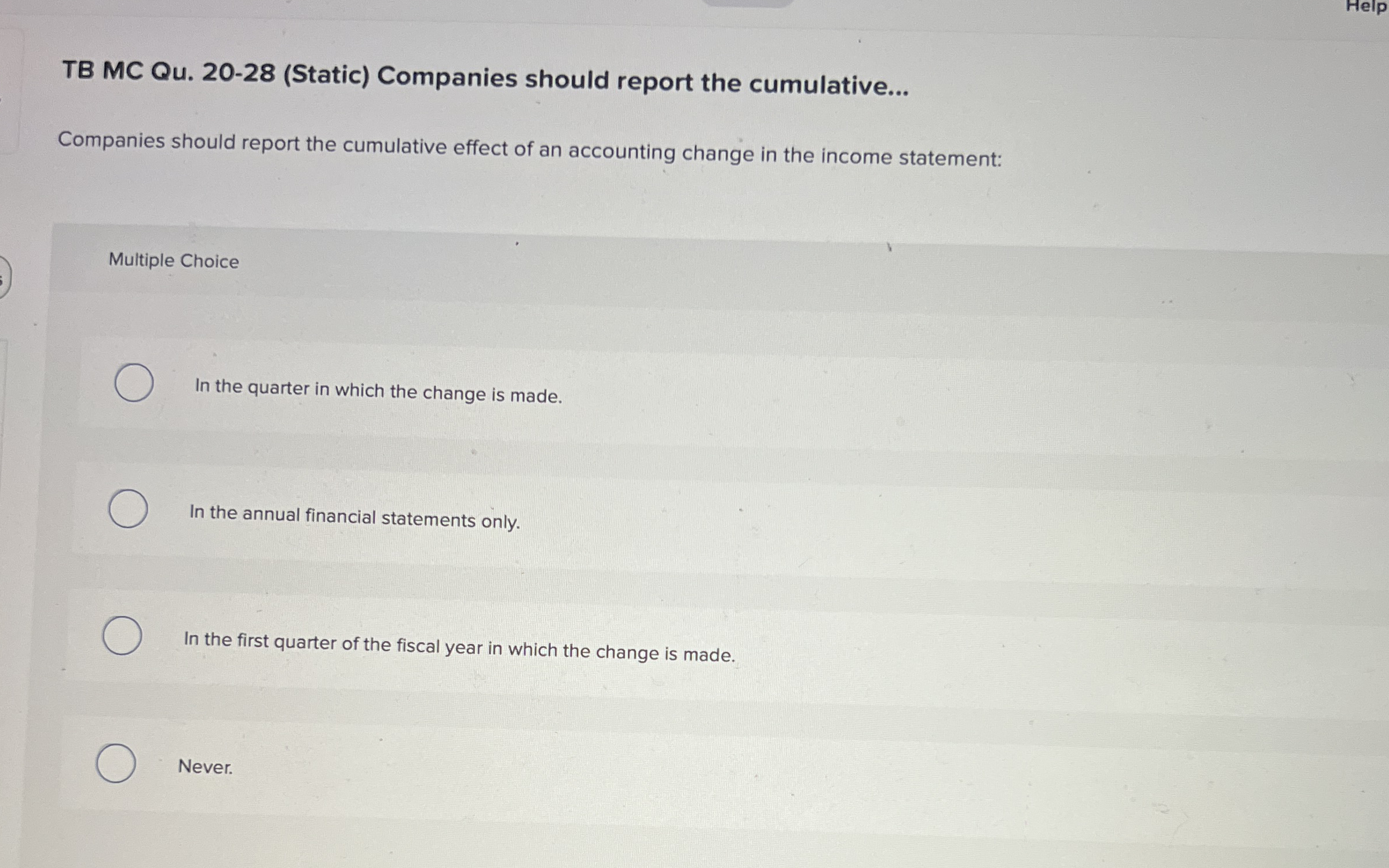 TB MC Qu . 2 0 - 2 8 ( Static ) Companies should