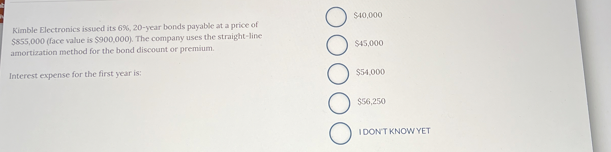 Kimble Electronics issued its 6 % , 2 0 - year