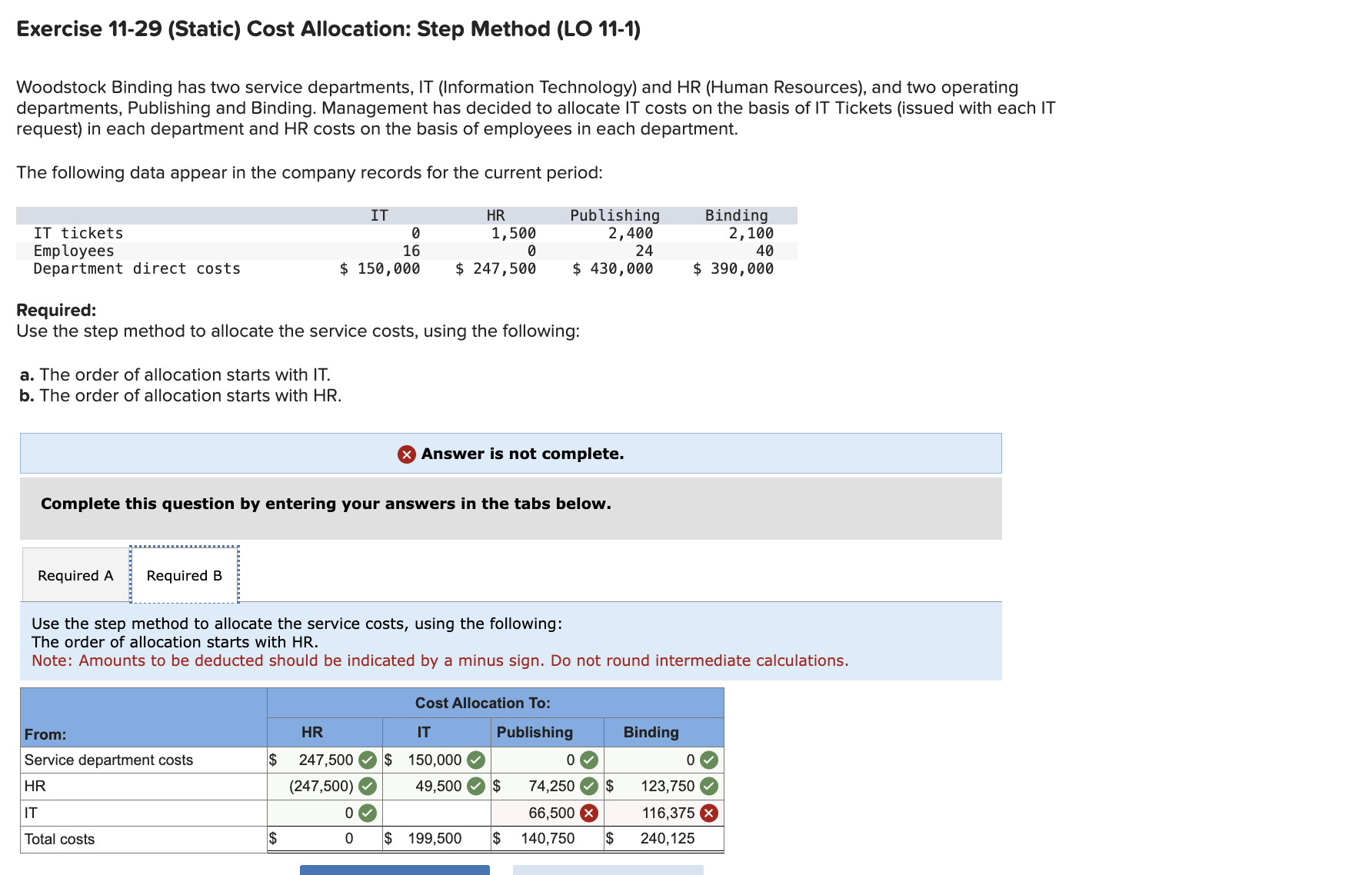Exercise 1 1 - 2 9 ( Static ) Cost Allocation: