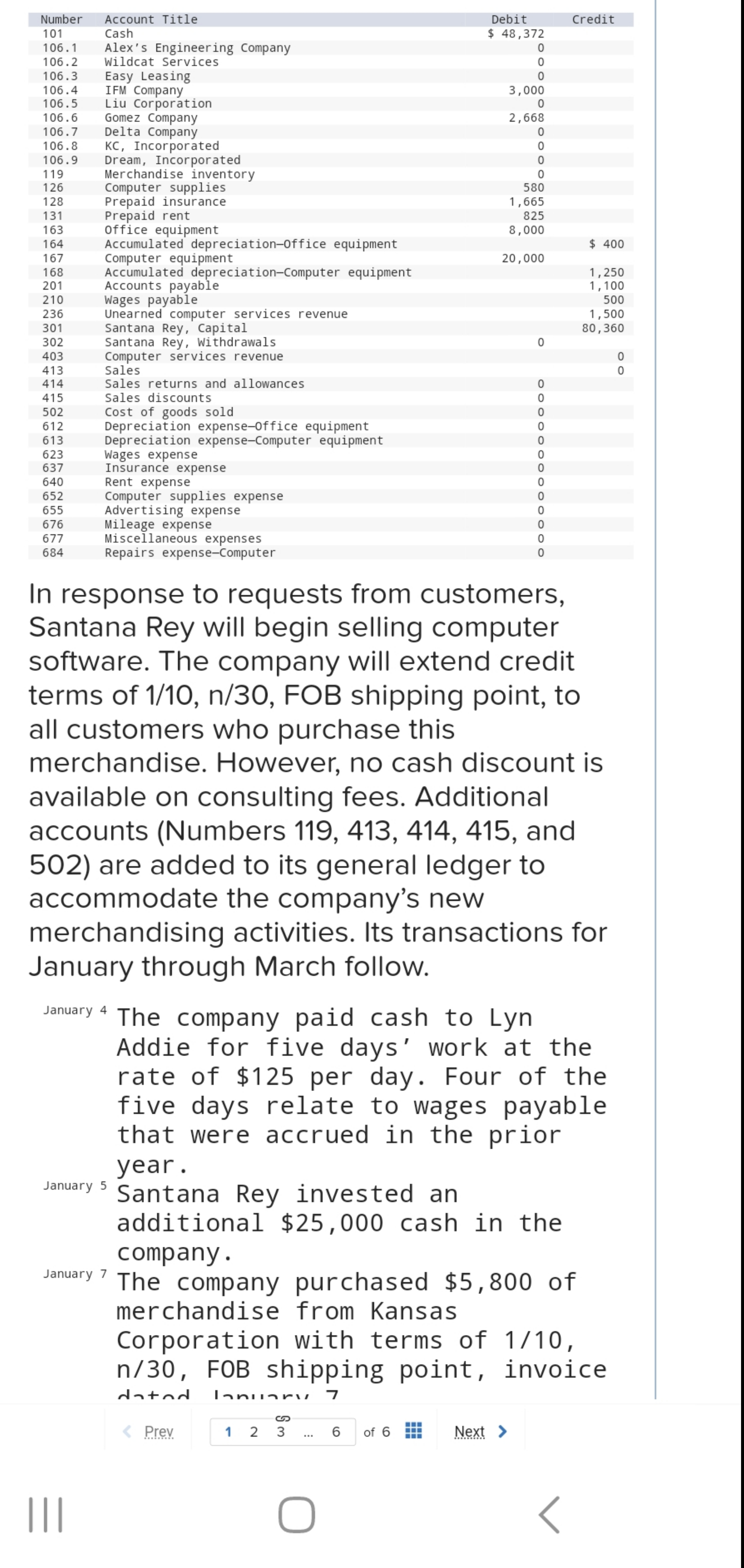 Create a full general ledger and a 6 column