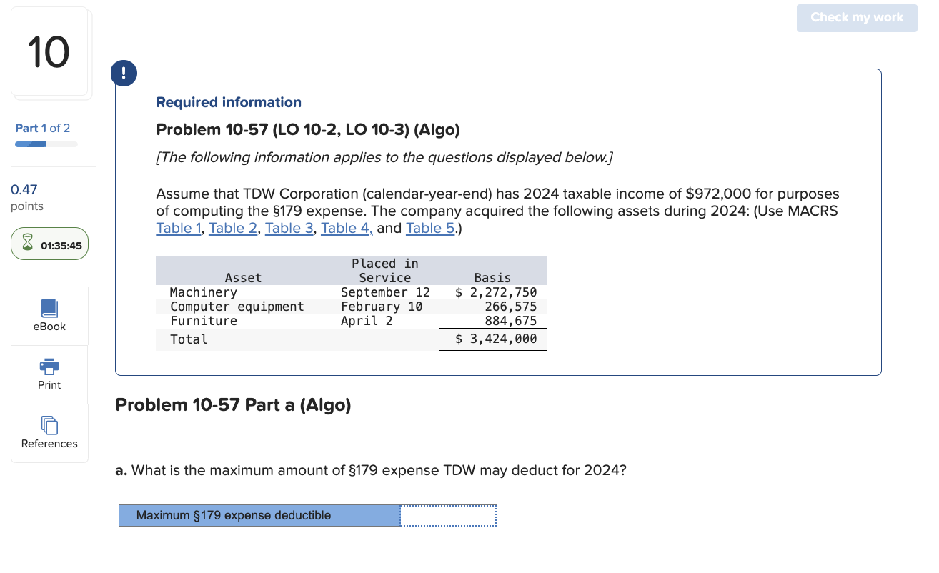 Required information Problem 1 0 - 5 7 ( LO 1 0 -