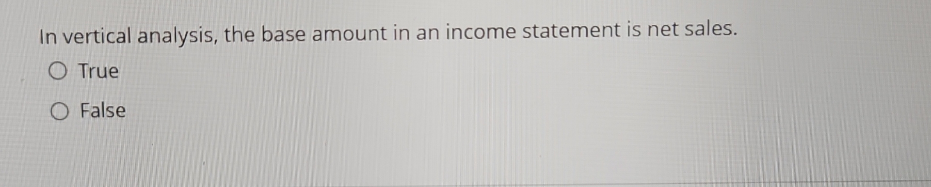 In vertical analysis, the base amount in an