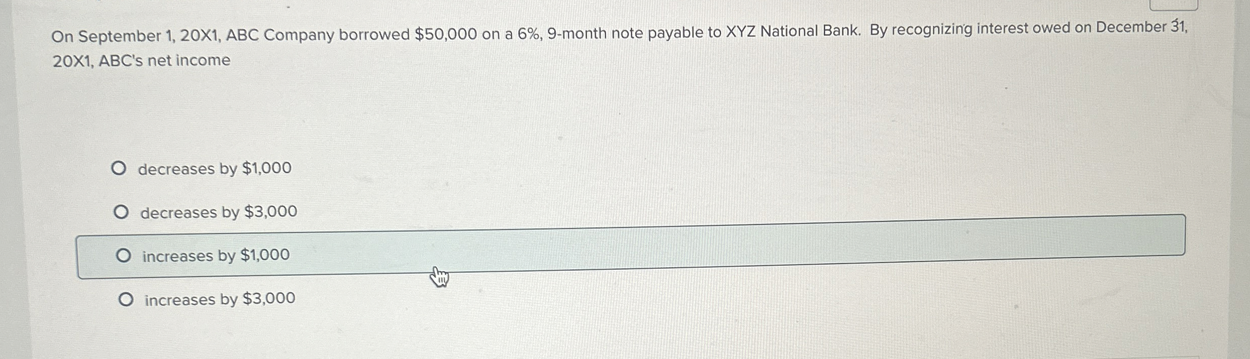 On September 1 , 2 0 X 1 , ABC Company borrowed $