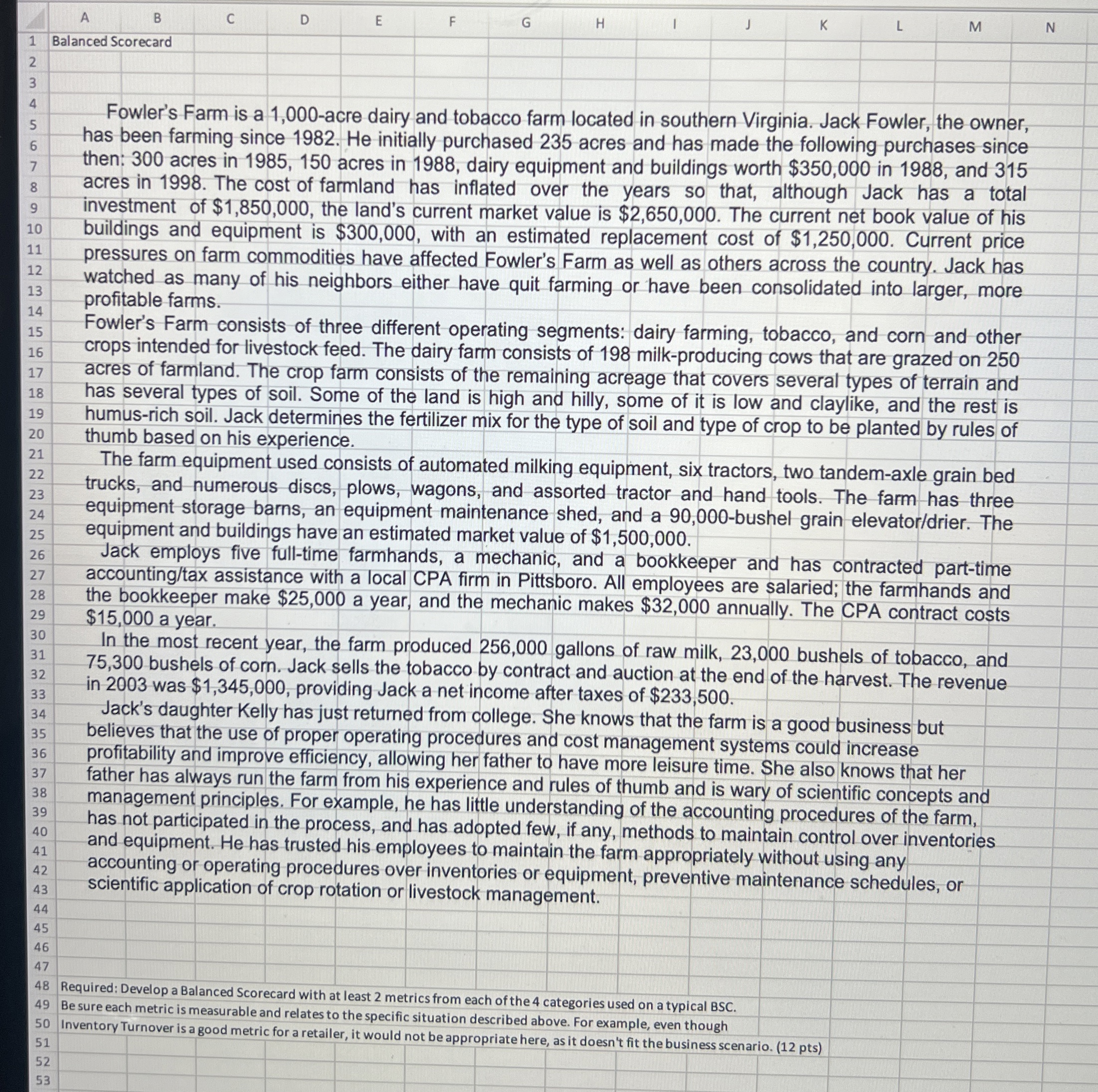 Balanced Scorecard Fowler's Farm is a 1 , 0 0 0 -