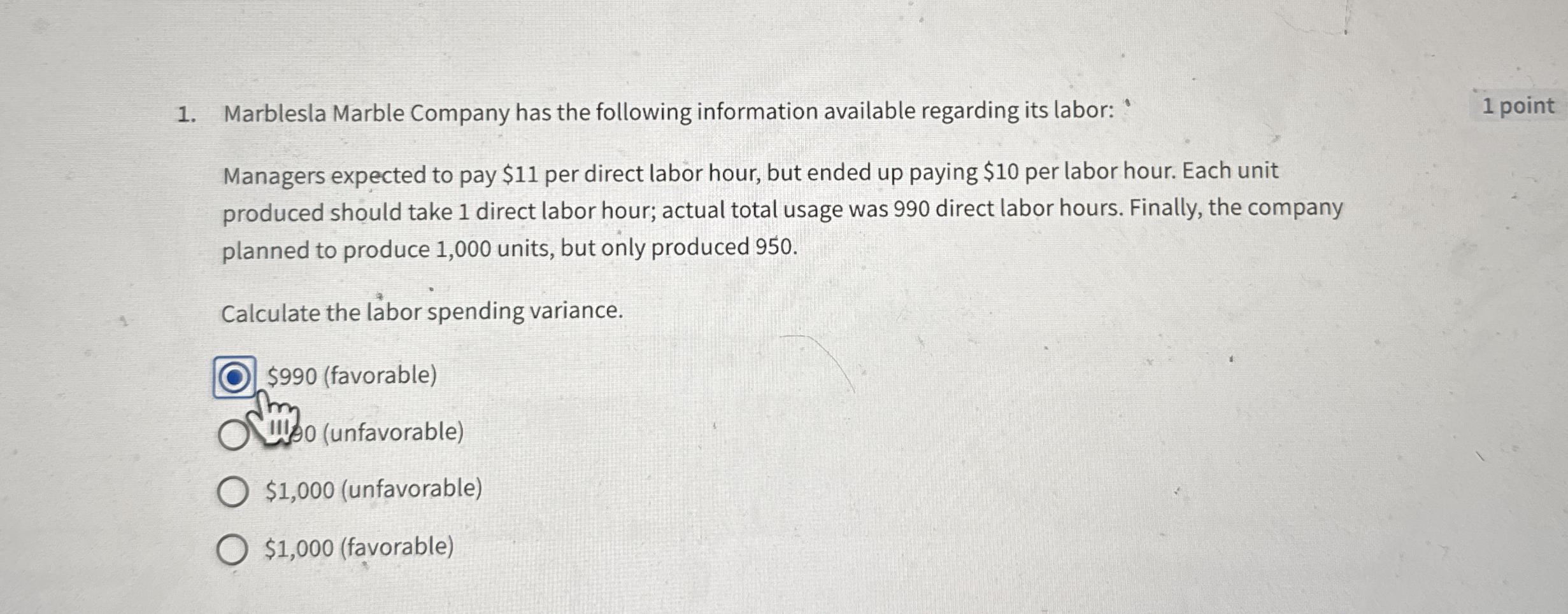 Marblesla Marble Company has the following