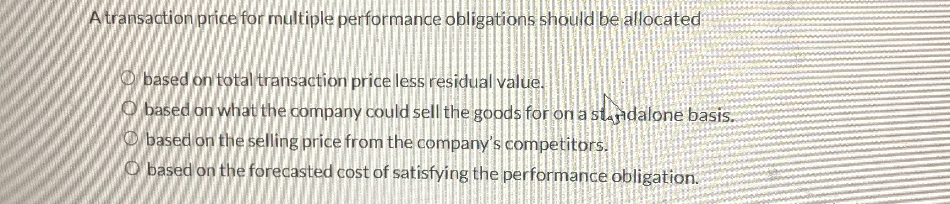 A transaction price for multiple performance