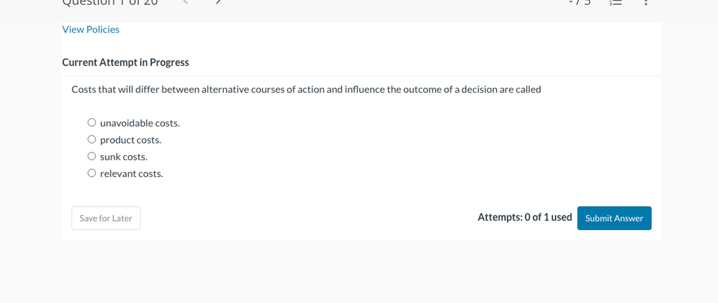 Current Attempt in Progress Costs that will