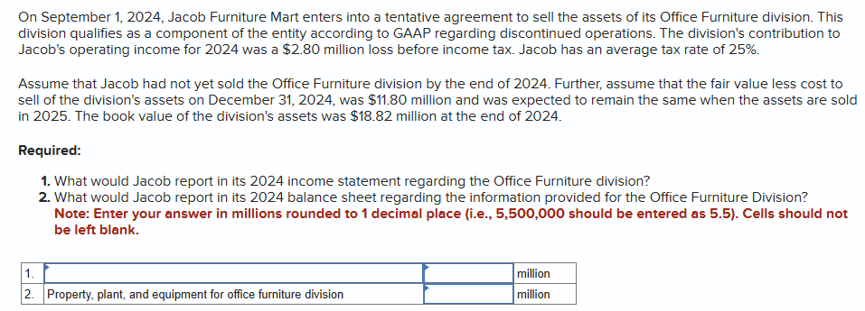 On September 1 , 2 0 2 4 , Jacob Furniture Mart