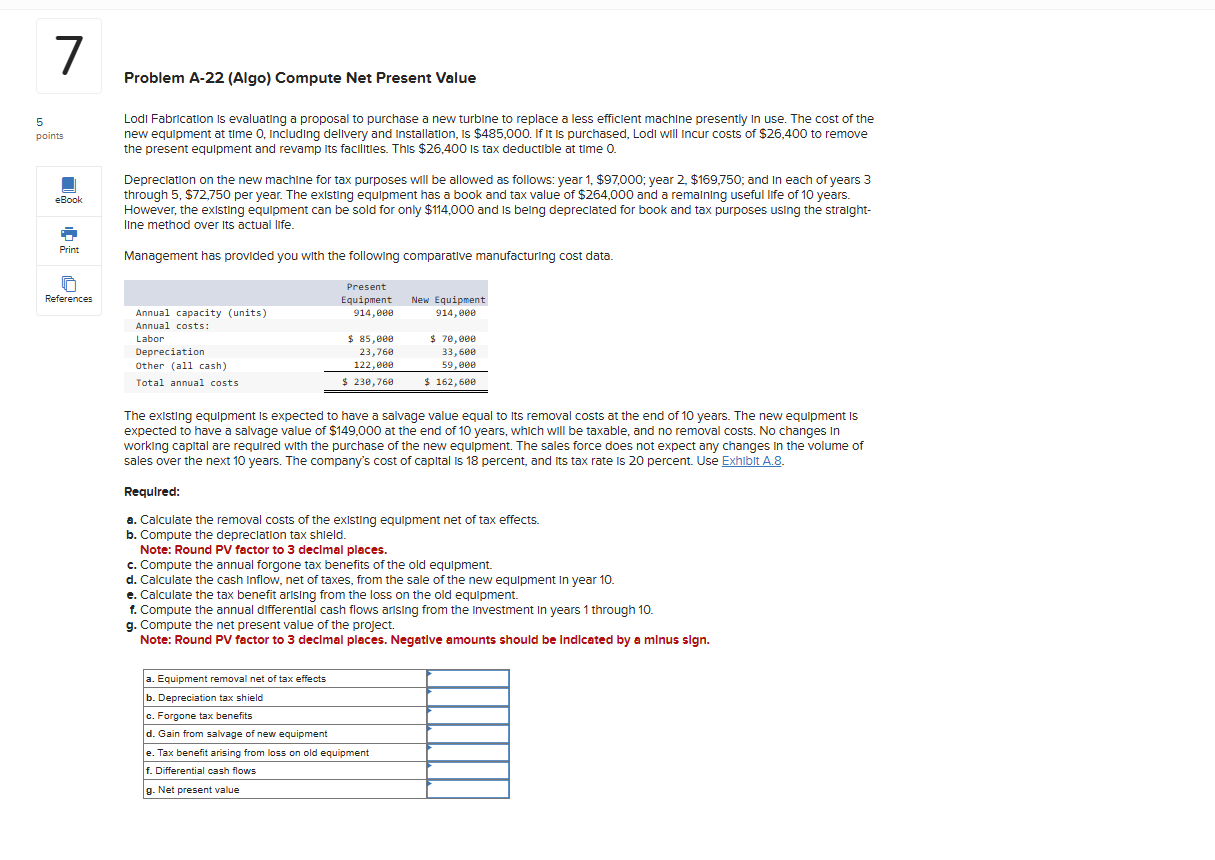 oblem A - 2 2 ( Algo ) Compute Net Present Value