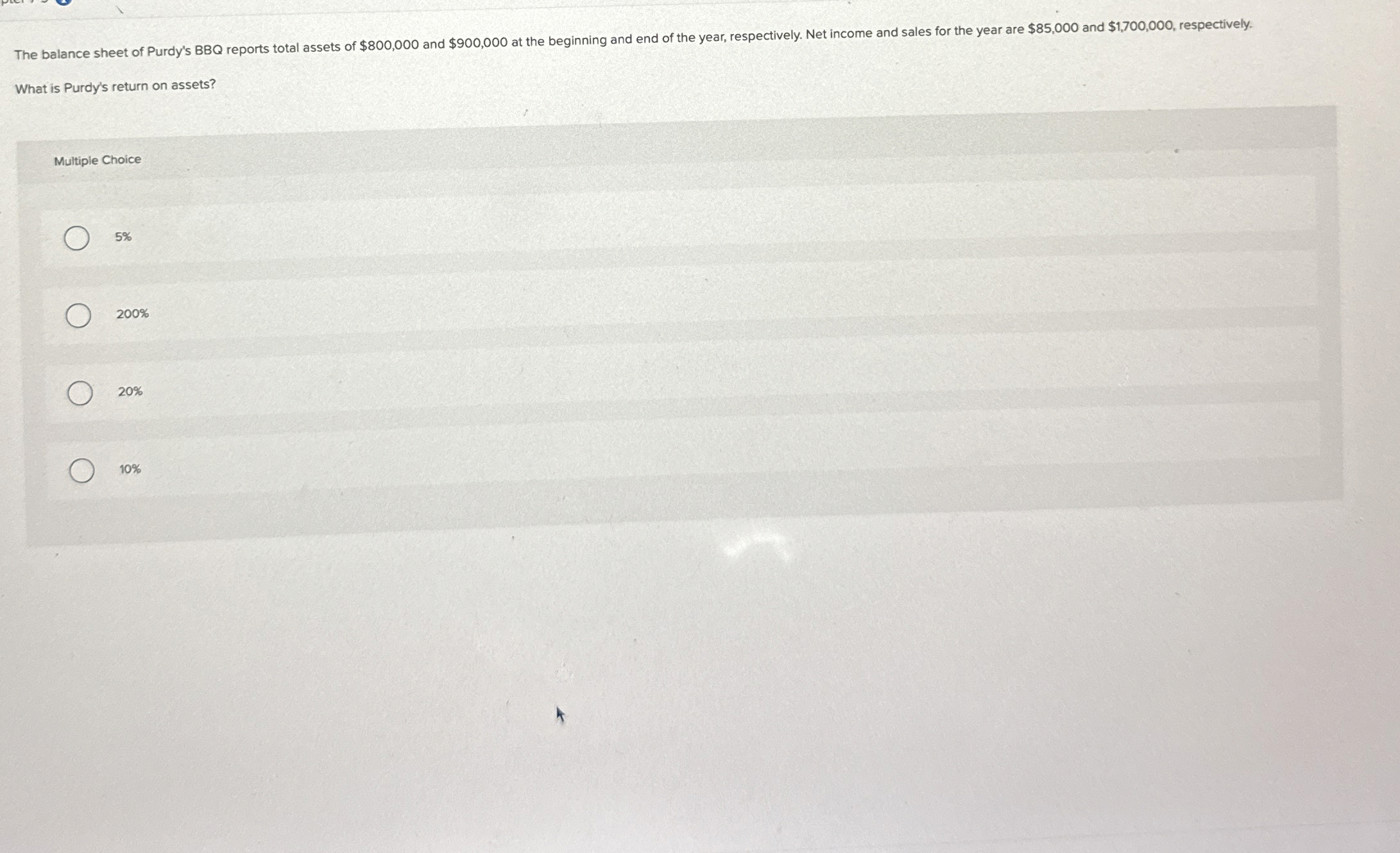 What is Purdy's return on assets? Multiple Choice