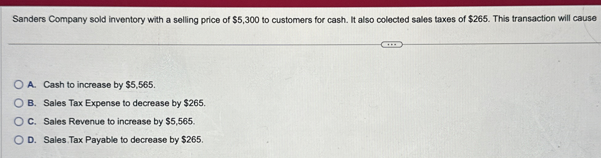 Sanders Company sold inventory with a selling