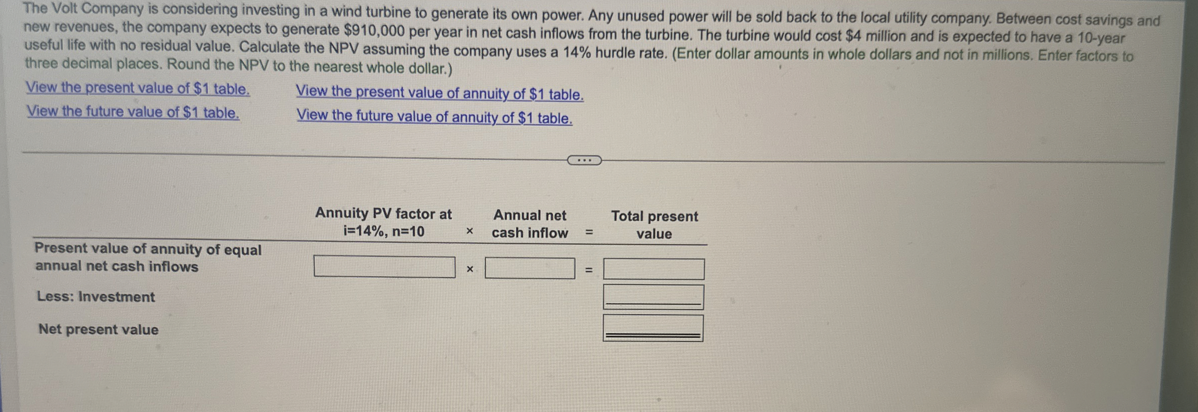 The Volt Company is considering investing in a