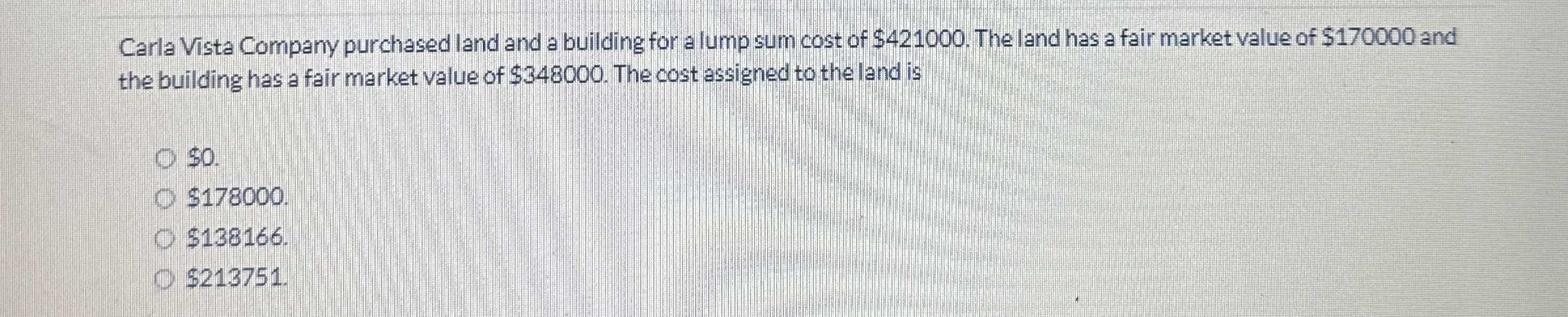 Carla Vista Company purchased land and a building
