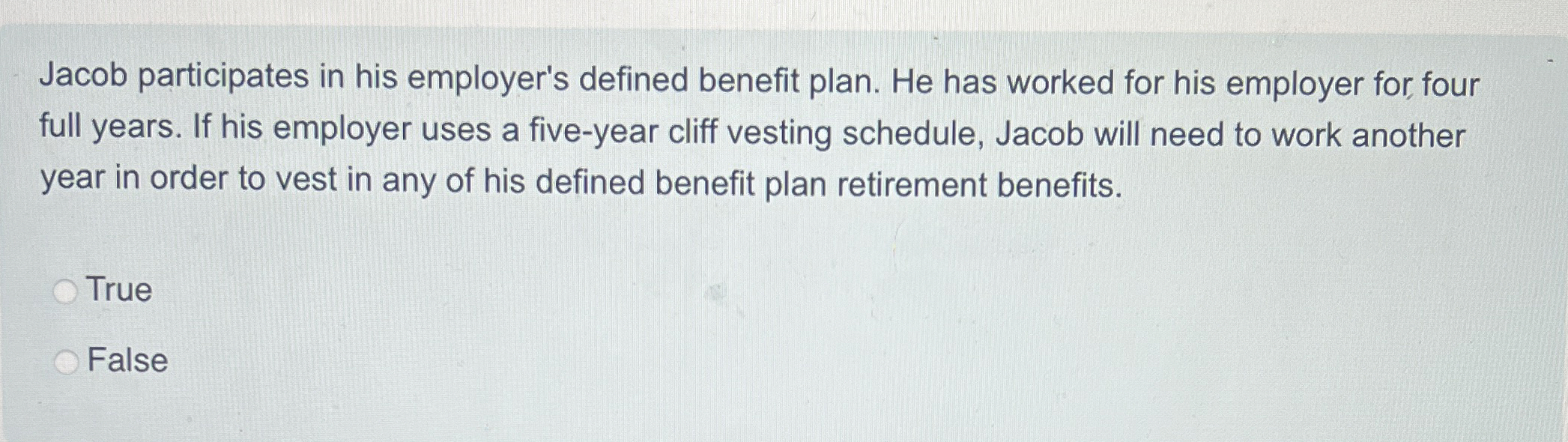 Jacob participates in his employer's defined