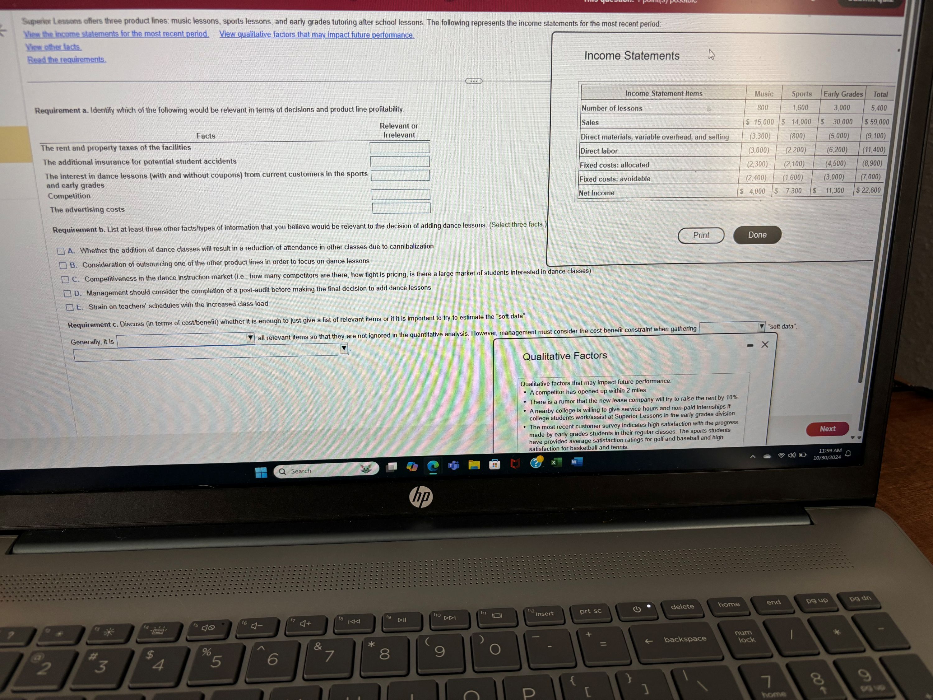 Requirements a . Identify which of the following