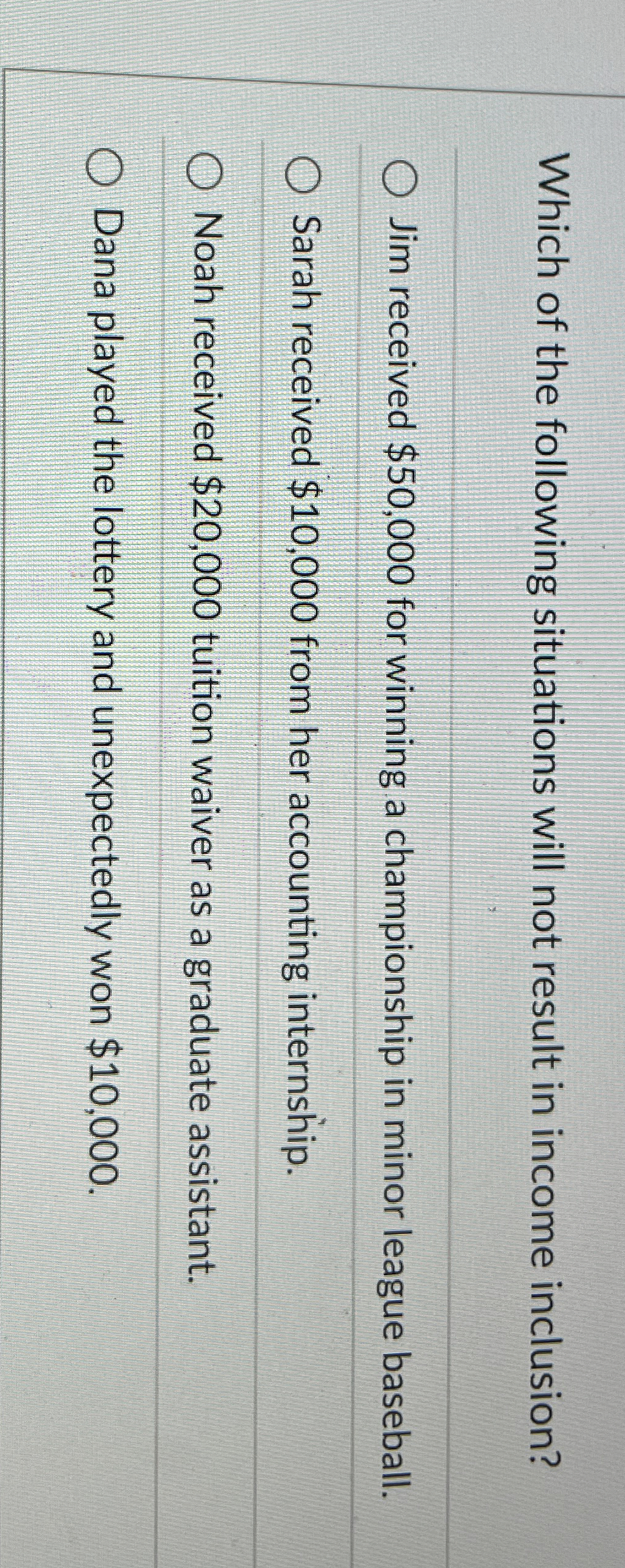 Which of the following situations will not result