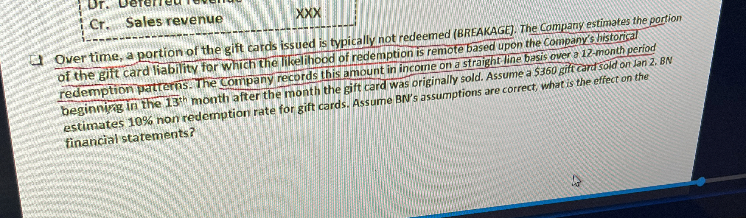 Cr . Sales revenue XXX Over time, a portion of