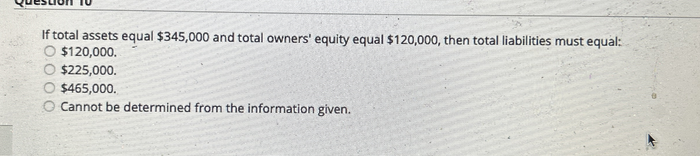 If total assets equal $ 3 4 5 , 0 0 0 and total