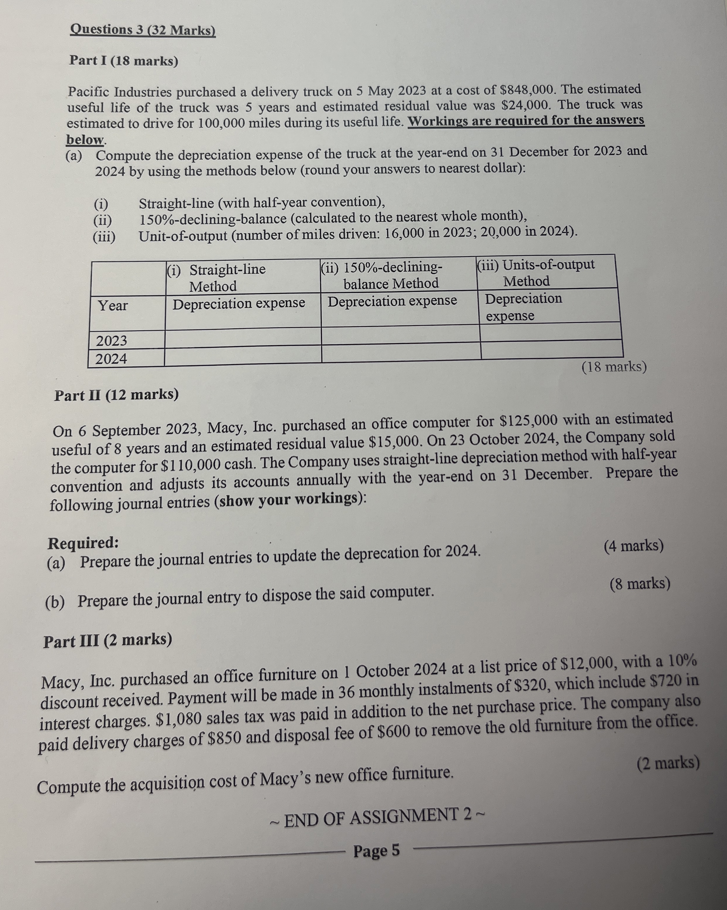 Questions 3 ( 3 2 Marks ) Part I ( 1 8 marks )