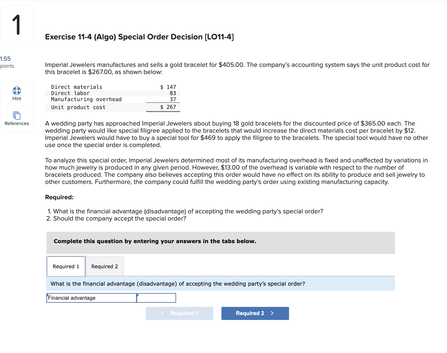 Exercise 1 1 - 4 ( Algo ) Special Order Decision