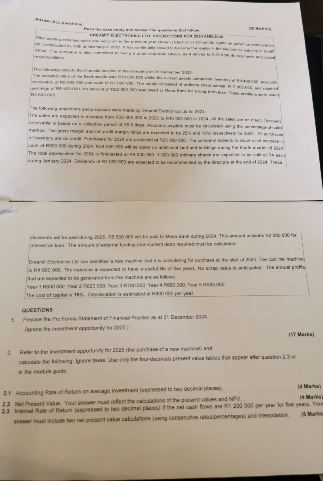 Answer ALL questions. Read the case study and