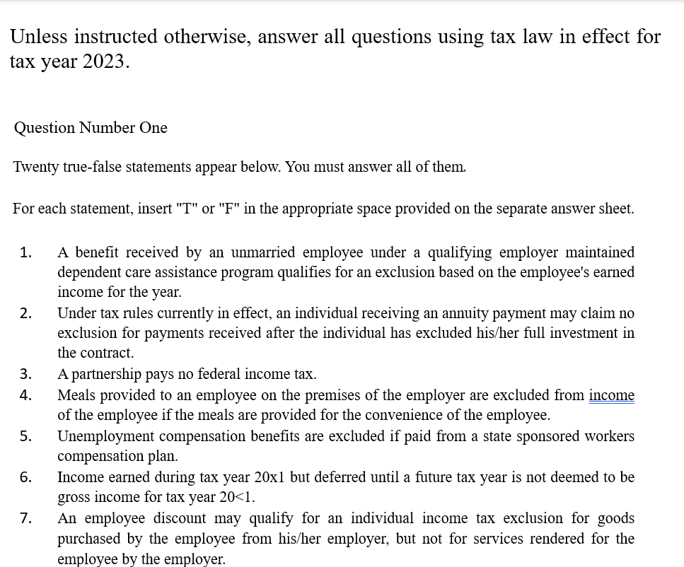 Question Number One Twenty true - false