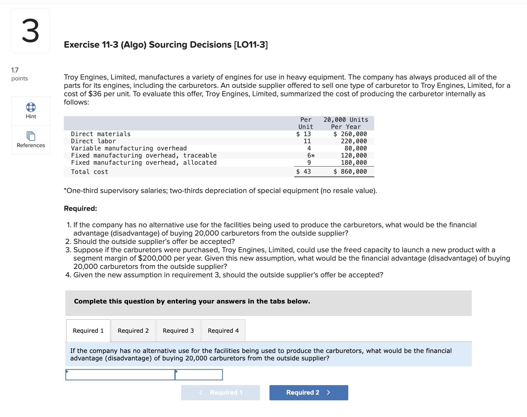 Exercise 1 1 - 3 ( Algo ) Sourcing Decisions [ LO