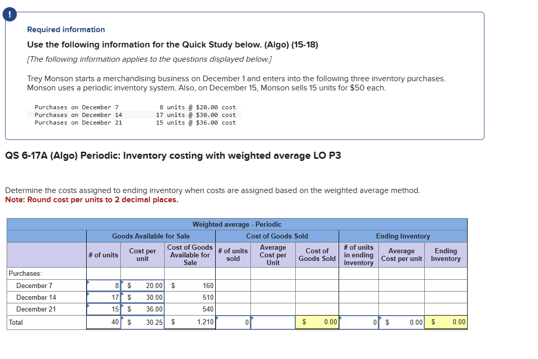 \ ( ! \ ) Required information Use the following