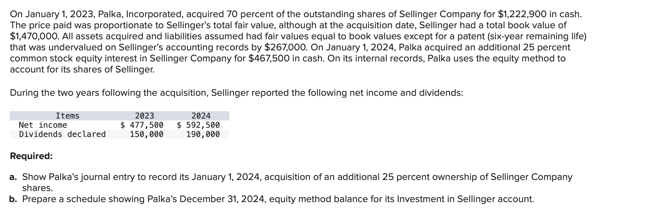 On January 1 , 2 0 2 3 , Palka, Incorporated,
