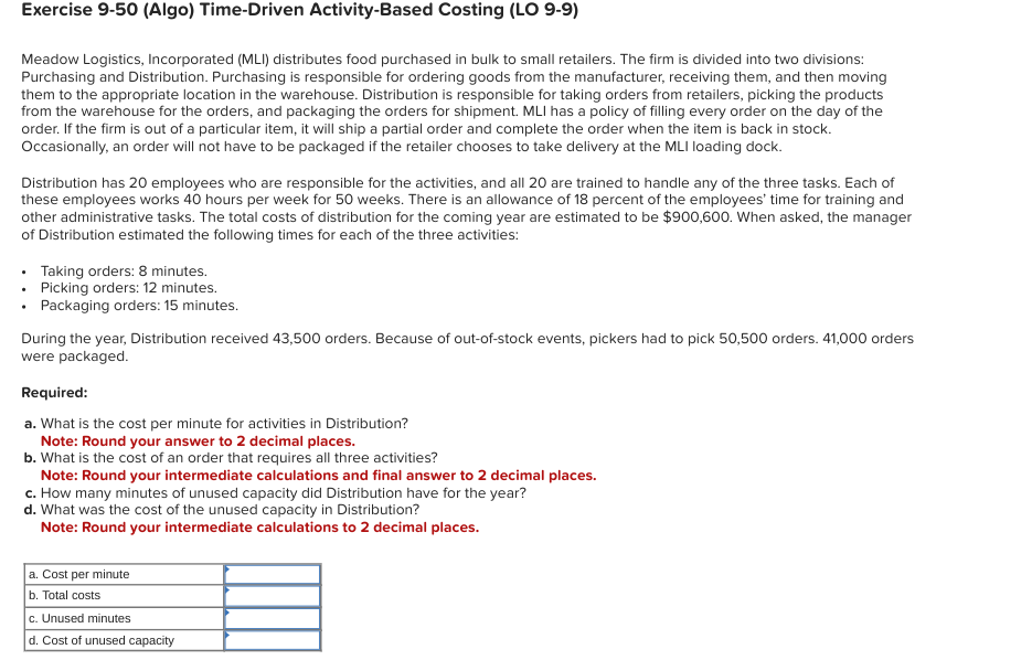 Exercise 9 - 5 0 ( Algo ) Time - Driven Activity